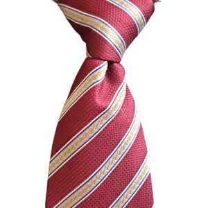 Henry Jacobson Silk Tie Jacquard Garnet Red Striped Repp Vintage Necktie